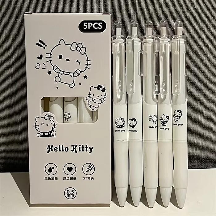 

ID 5PCS PULPEN FANCY KARAKTER LUCU PEN GEL RECTRABLE PEN BLACK 0.5MM PULPEN MINIMALIST STATIONERY
