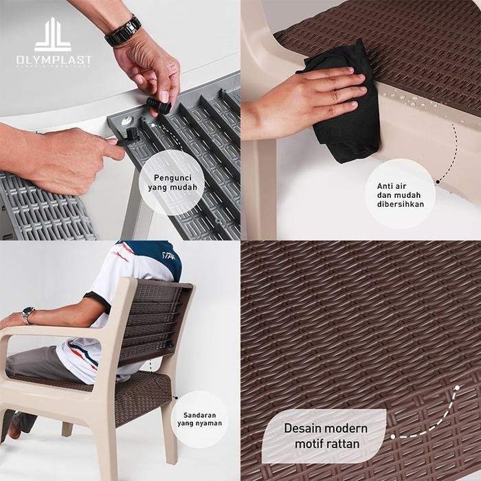 KURSI RUANG TAMU KURSI TERAS KURSI TAMAN KURSI PLASTIK OSCR 3 SEATER