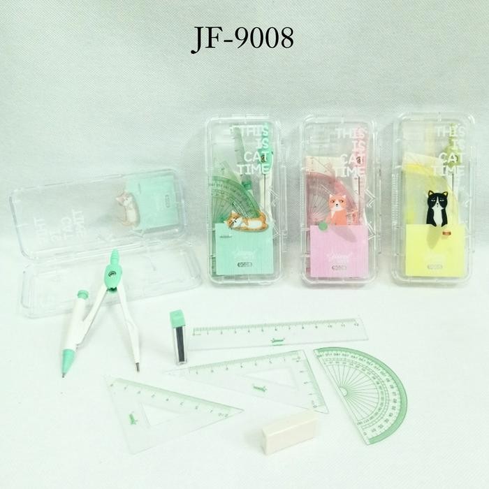 

ID UF JANGKA SET JF-9008 / JANGKA SEKOLAH / MATH SET PENGGARIS TRANSPARAN