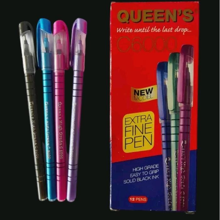 

ID PEN QUEENS C6000 ISI 12 PCS EXTRA FINE PEN NEW MODEL PEN MURAH