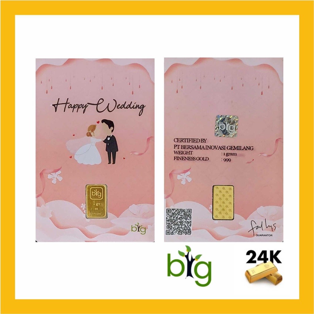 LM Emas Logam Mulia LM 1 Gram Big Gold Emasin Edisi Happy Wedding