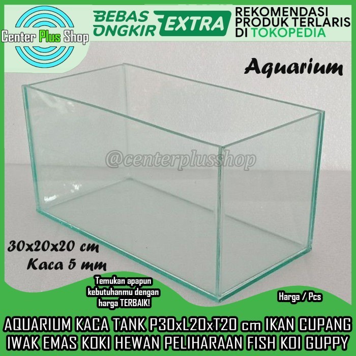 [Instant] rium Akuarium Kaca Ukuran 30x20x20 Cm Bening Ketebalan 5 Mm Tempat Ikan Koi Khoi Louhan