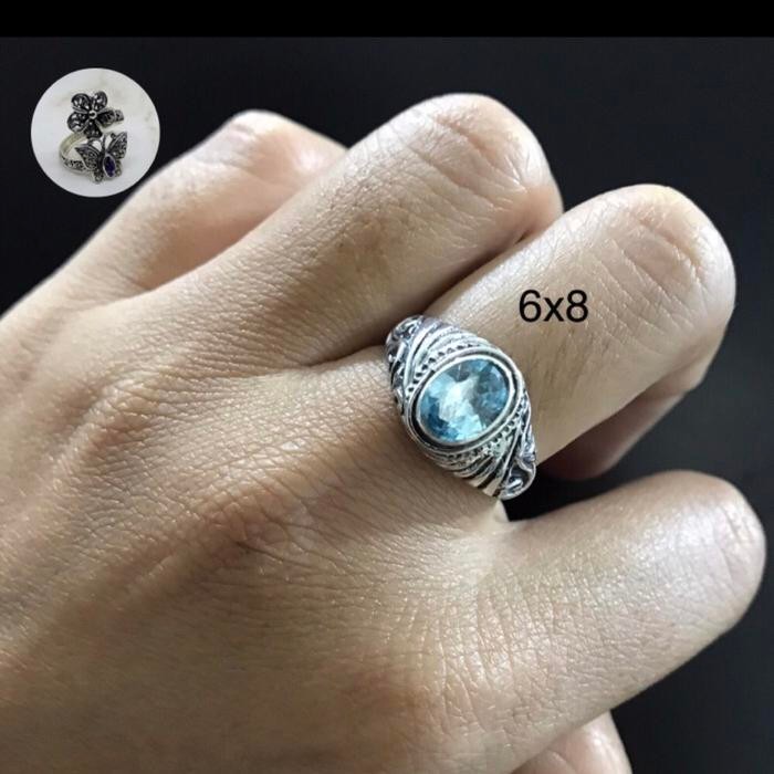 Emban cincin perak pria ukiran bali size 6x8mm *