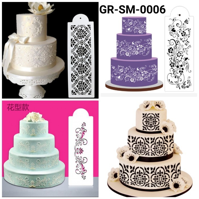 GR-SM-6 Cake stencil stensil kue motif ukiran batik lace renda *