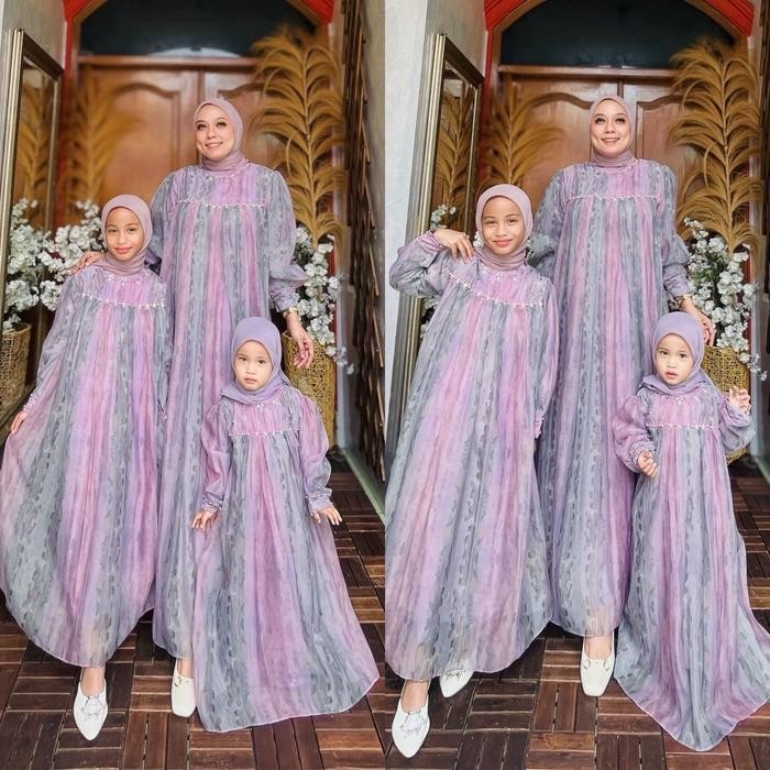 Zahra- Ameera Dress Premium Organza Print By Ohc Bisa Couple Ibu Dan Anak Dan Bisa Beli Dress