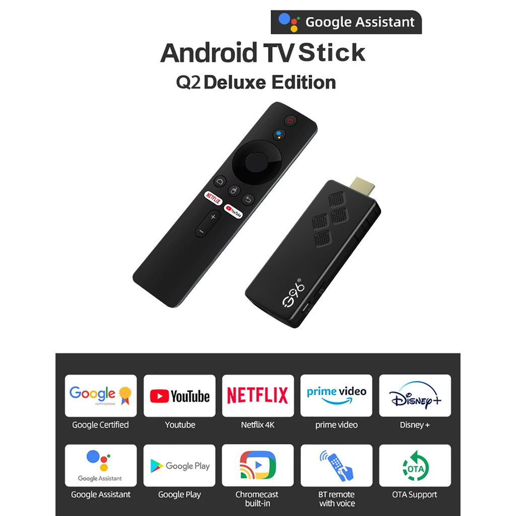 Global Version Android13 4k Smart TV Stick IATV Voice Control Dual 2.5G5G Wifi MultiLanguage 2GB RAM