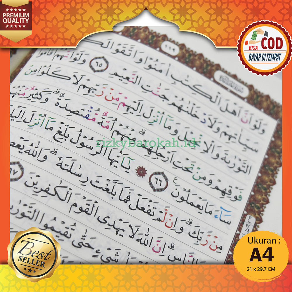 Alquran Besar Tajwid Warna - Alquran Assamad A4 - Alquran Samad A4 Tajwid Warna Tanpa Terjemahan
