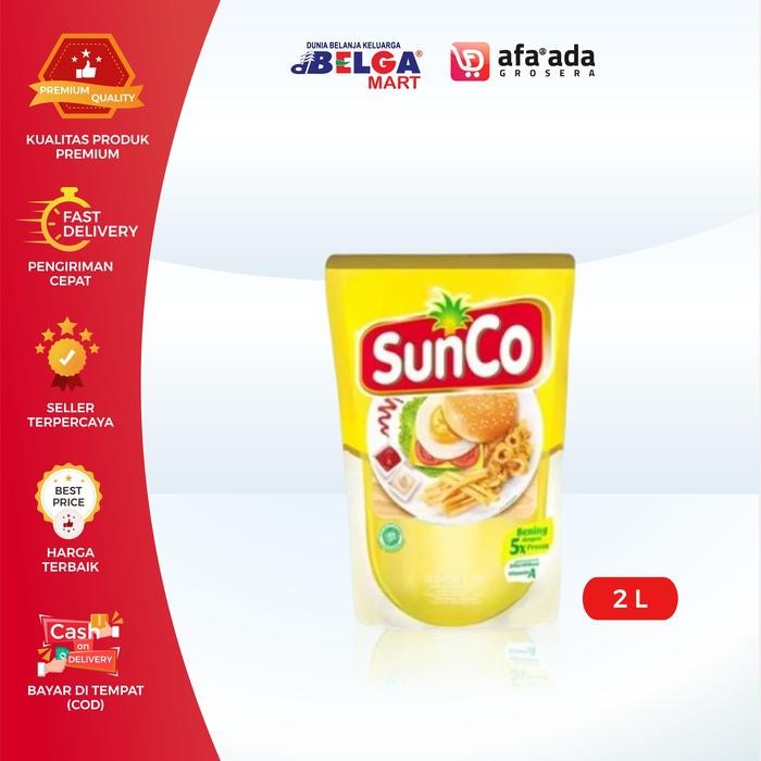

New SUNCO 2 liter, Kemasan Refill >> Minyak Goreng Sawit Paling Bening Oil