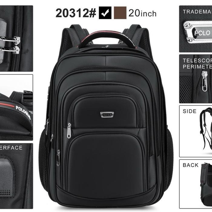 POLO GLAD Tas Ransel Jumbo 20 Inch Expanding backpack Wanita Pria Port USB