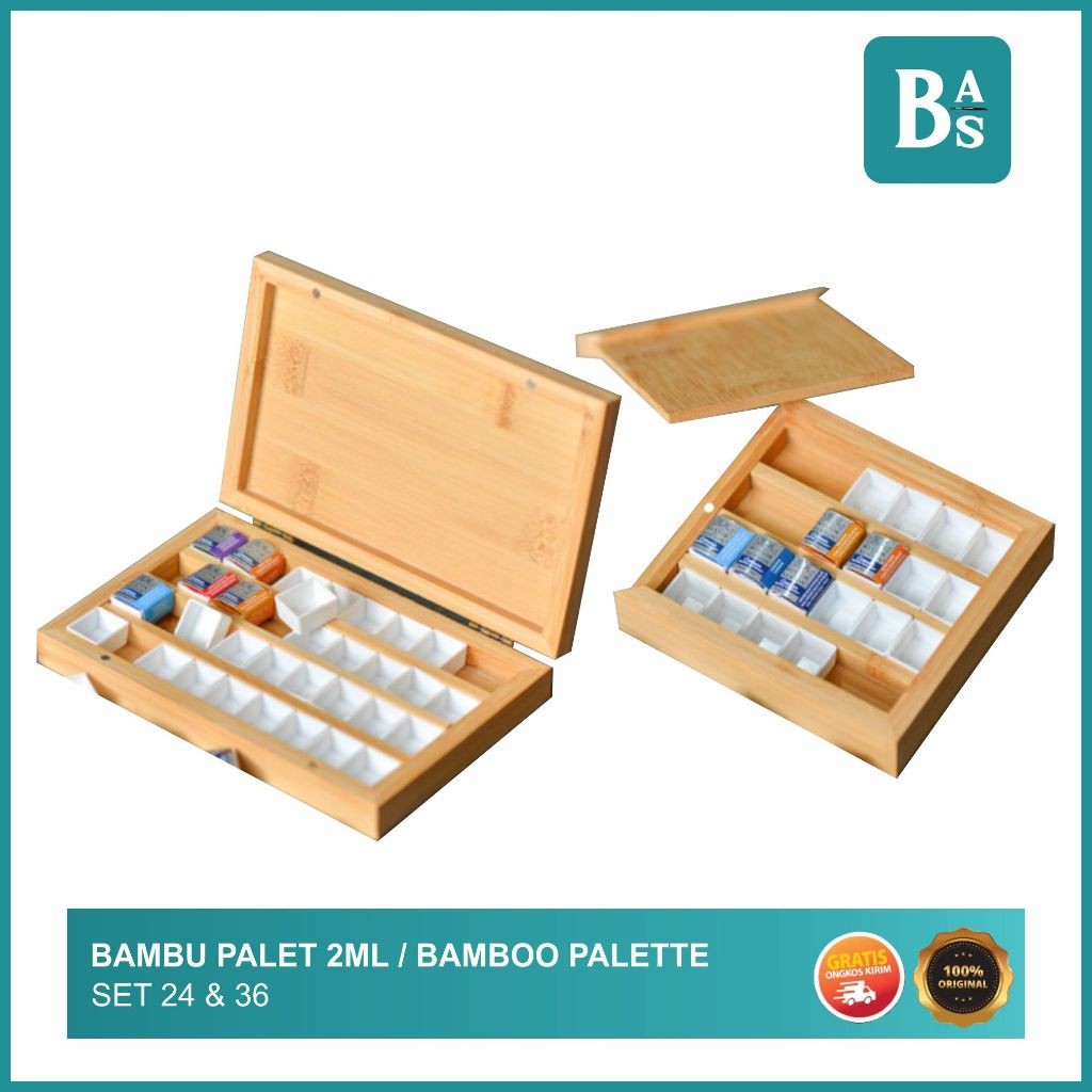 

Bali Art Supplies - Bamboo Palette 2ml - Set of 24pcs & 36pcs - Palet Bahan Bambu