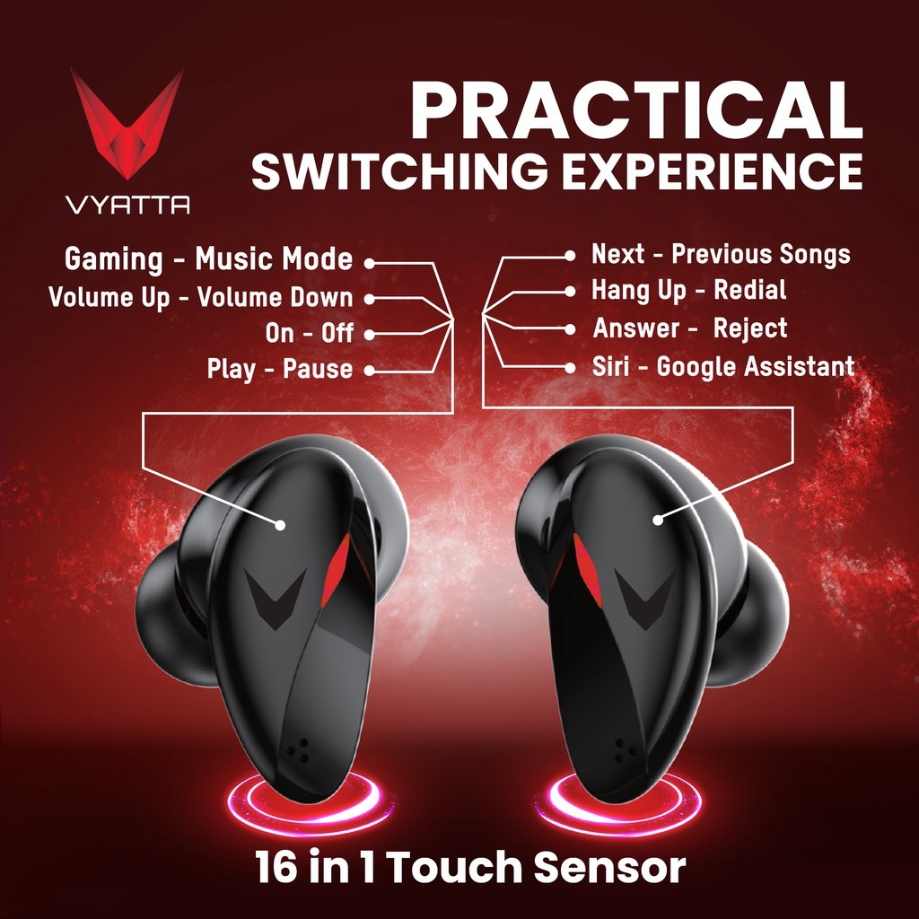 VYATTA AIRBOOM NANO G TWS BLUETOOTH HEADSET EARPHONE GAMING