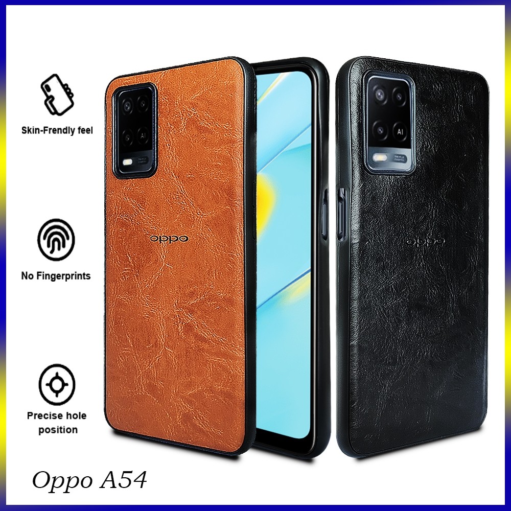 [ CUCI GUDANG ] Casing Hp Oppo A54 Premium Leather Case Softcase Casing Kulit Slim Cover