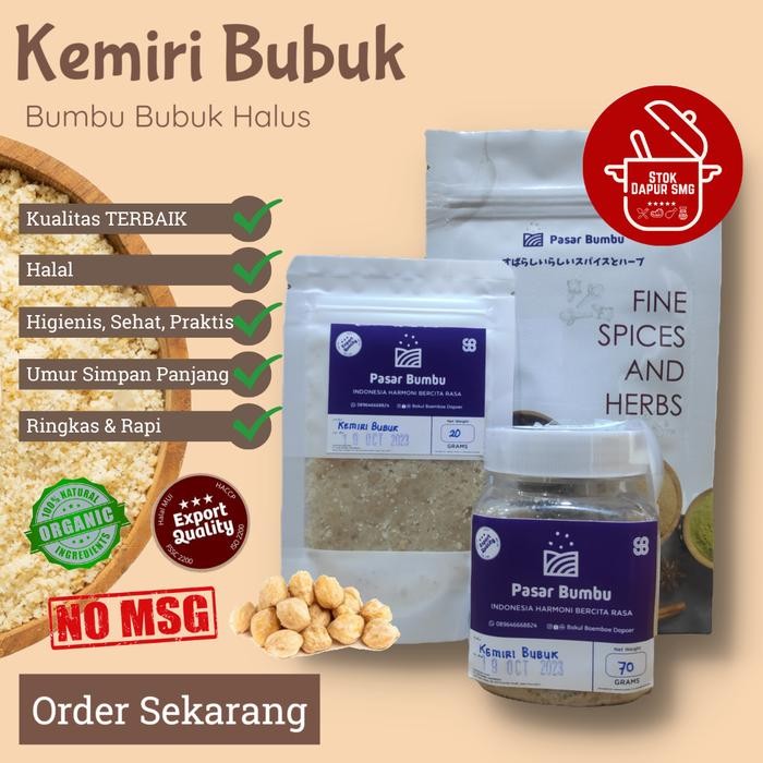 

favorit] Pasar Bumbu Kemiri Bubuk Halus / Candlenut Powder Pouch Refill 20gr 50gr 100gr Botol 70gr