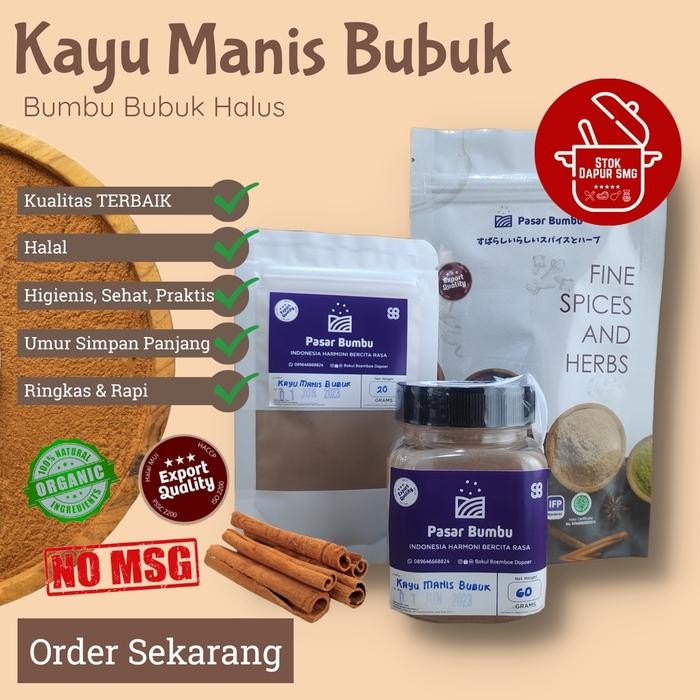 

Buruan beli] Pasar Bumbu Kayu Manis Bubuk / Cinnamon Powder Pouch Refill 20gr 50gr 100gr Botol 60gr