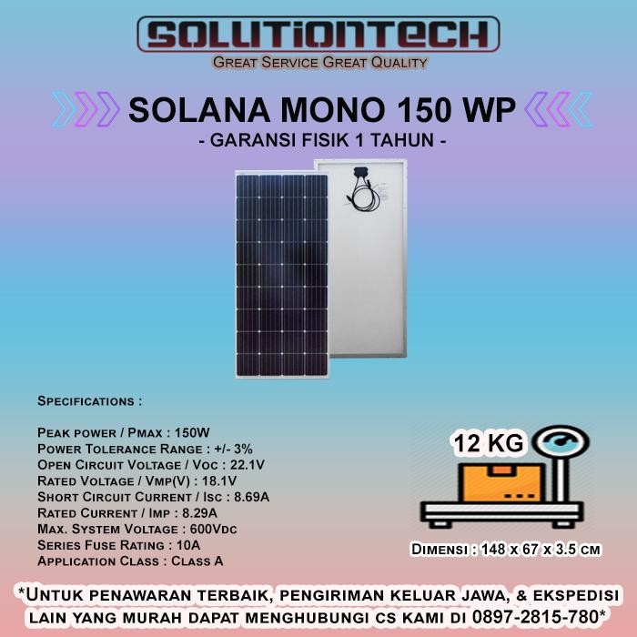 Solana Solar Panel Mono 150WP