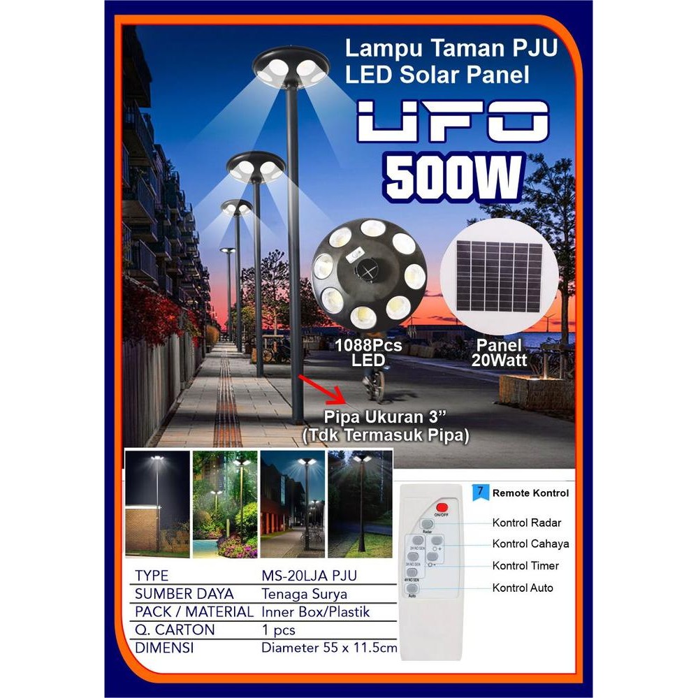 LAMPU PJU SOLAR CELL 500 WATT LAMPU JALAN 500 W STREET LIGHT UFO LED
