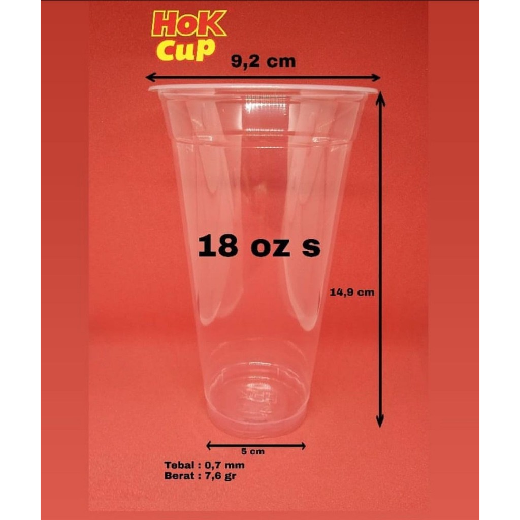[25 PCS] Gelas Pop Ice HOK Ukuran 18oz / Gelas Plastik Bening Pop Ice / Cup Pop Ice