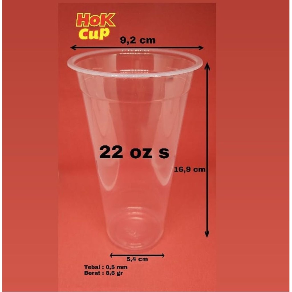[25 PCS] Gelas Pop Ice HOK Ukuran 22oz / Gelas Plastik Bening Pop Ice / Cup Pop Ice