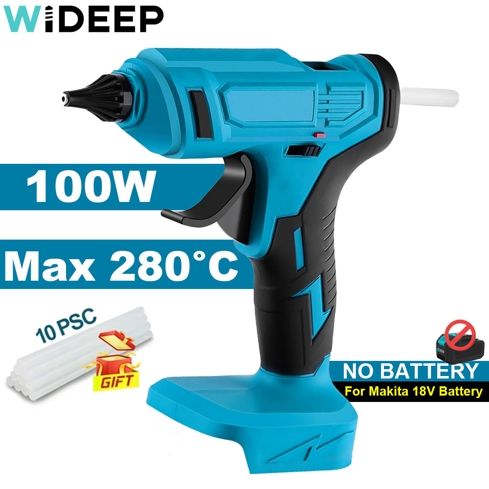 

280C 100W Cordless Hot Melt Glue Gun Portable Rechargeable With 10Pcs 11Mm Glue Sticks Diy Repair