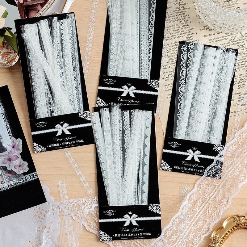 

Journamm 30Pcs/Pack Pet Lace Style Decor Stickers Collage Junk Journal Diy Scrapbooking Self
