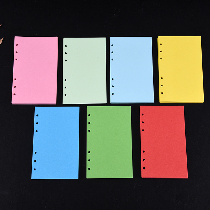 

A5 A6 A7 60Sheeets Blank Colored Red Green Loose Leaf Notebook Refill Spiral Binder Index Paper