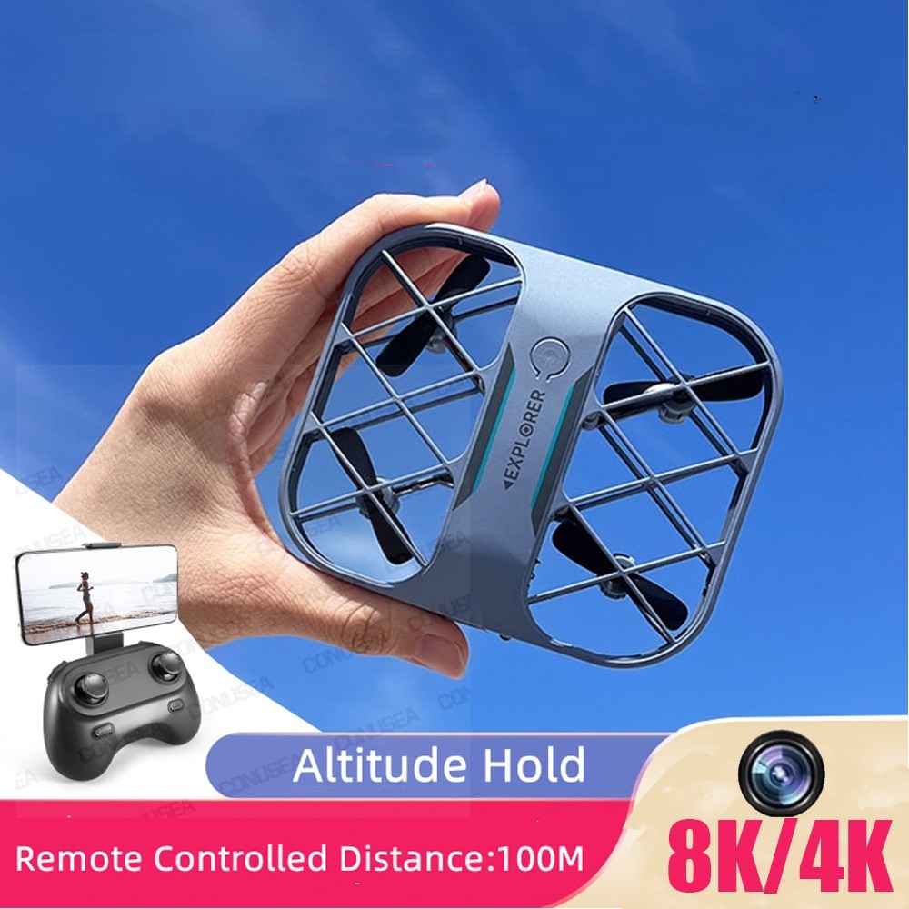 JJRC H107 Mini Drone Dron 8K 4K Quadcopter dengan Kamera Transmisi Real-Time, UFO Saku Kecil, Pesawa