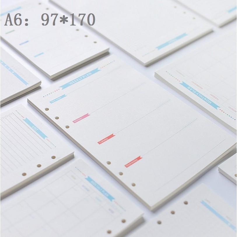 

A5 A6 Refill Loose-Leaf Binder Inside Page To Do/Weekly/Monthly/Today Agenda School Stationery