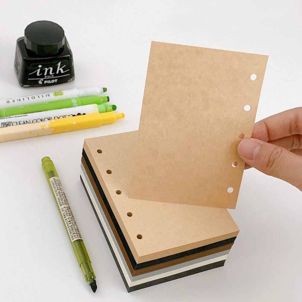 

5 Hole M5 A8 Loose Leaf Refill Paper Indexing Cards 50Sheets Inner Refill Spiral Binder Paper Blank