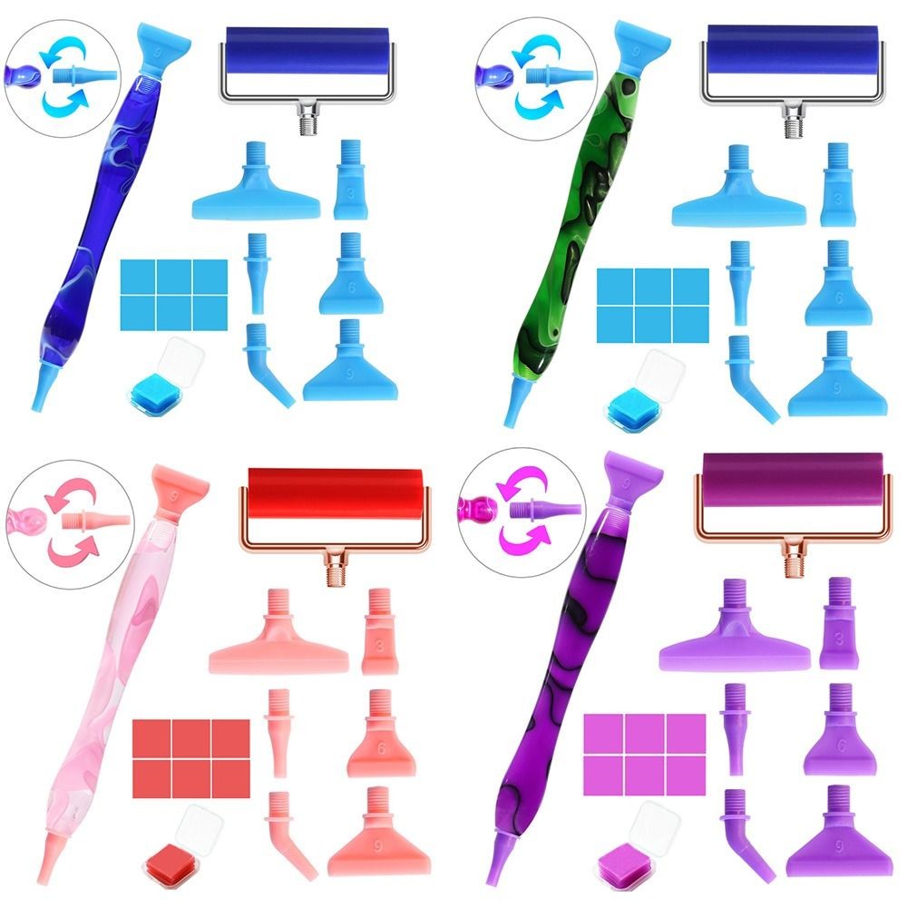 

5D Resin Diamond Painting Pen Replacement Pen Heads Point Drill Pens With Glue Clay Roller Diy Art