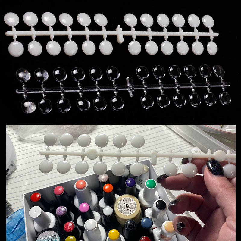 

120Pcs Nail Polish Display Table With Glue Sticker Round Dot Color Card Nail Showing Shelf