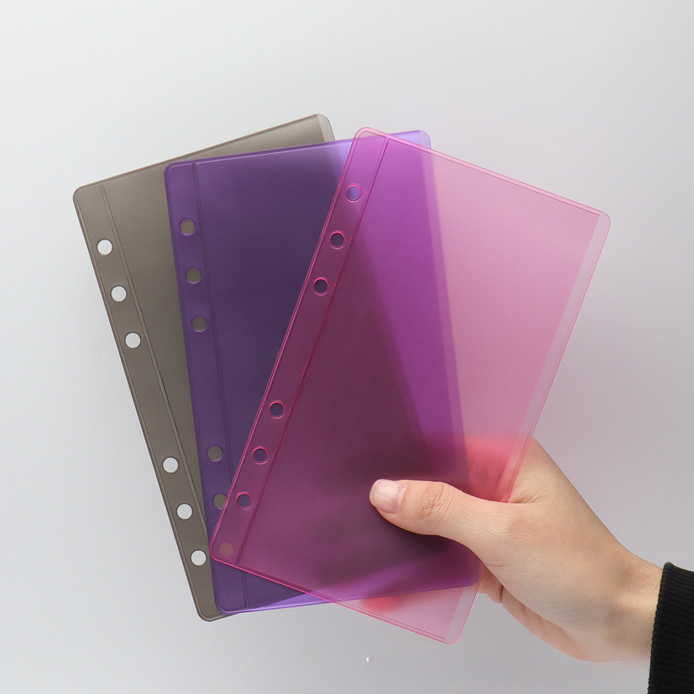 

A6 Opening Pockets Colored Pvc Single Pocket Loose Leaf Bag Divider Page Waterproof Pvc Leaf