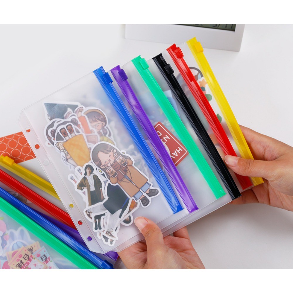 

A5 A6 A7 5Pcs Binder Pockets Binder Zipper Folders For 6 Ring Notebook Divider Page Waterproof Pvc