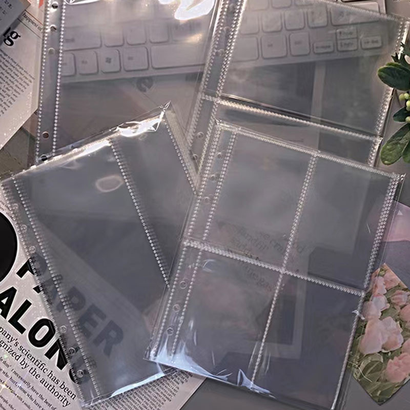 

10Pcs/Lot A5 Binder Sleeves 4 Pockets Clear Loose Leaf 6 Holes Pvc Document Filling Bags Card