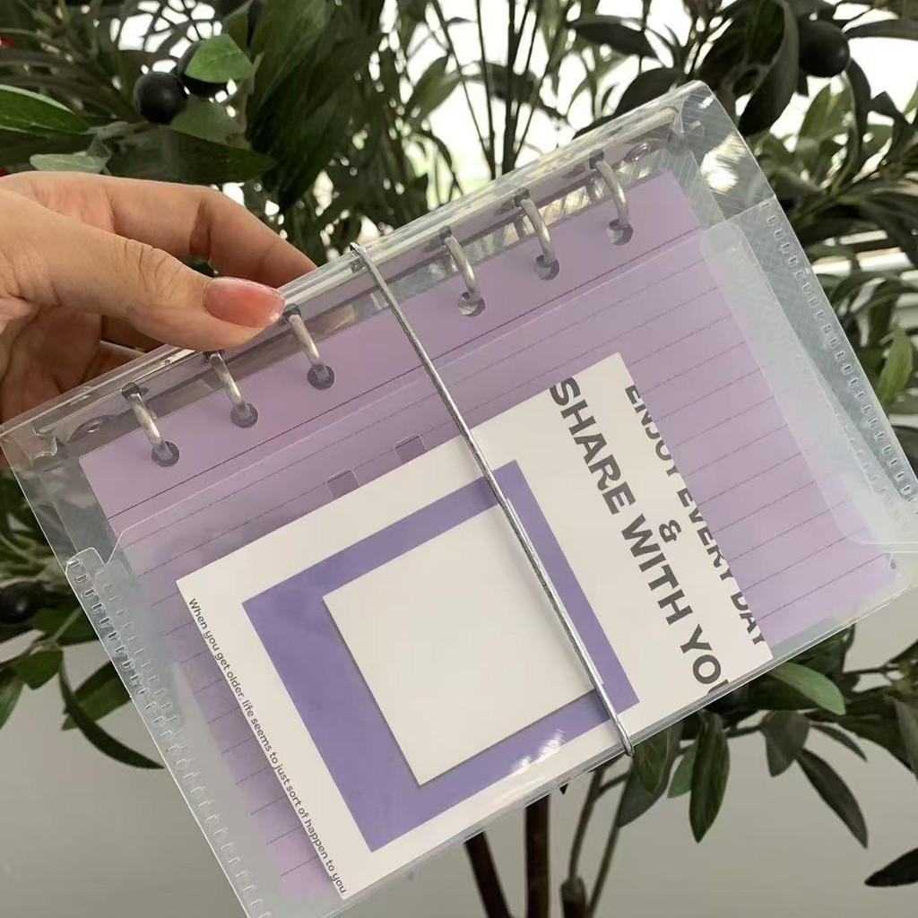 

A6 Diagonal Pp Three Fold Pp Loose Leaf Notebook Cover Mini Portable Sticker Small Card Photo