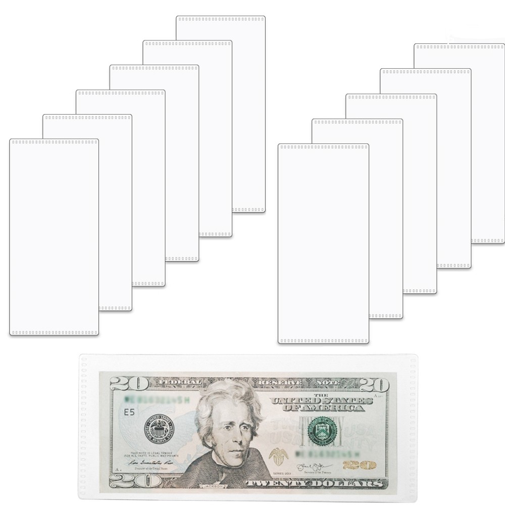 

12Pcs Cash Envelopes No Hole Frosted Bill Holders Side Loading Money Divider Pp Money Envelope Pouch