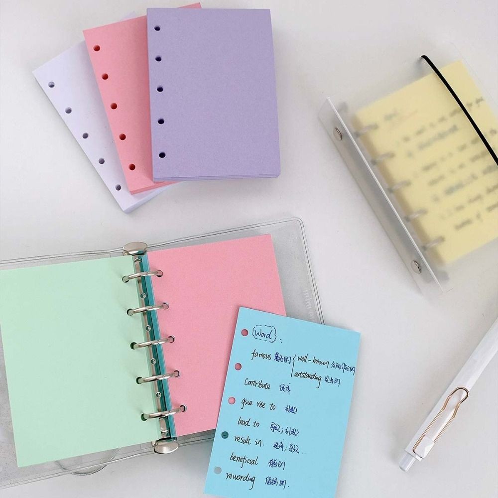 

50Sheets A8 M5 Loose Leaf Refill Paper Candy Color 5-Ring Refill Spiral Binder Inner Pages Indexing
