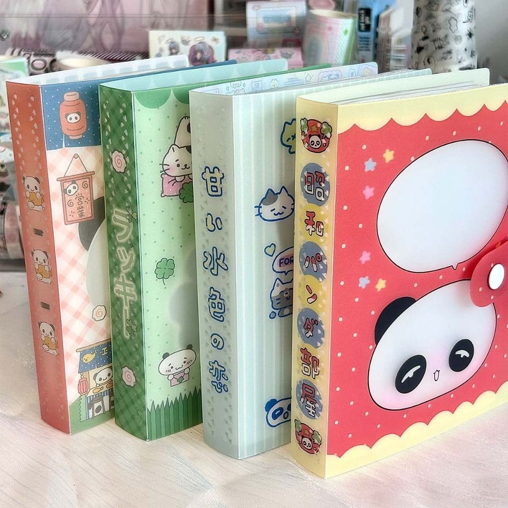 

Clover Design A6 Storage Binder Vintage Showa Style Panda Theme Stickers Binder Stationery