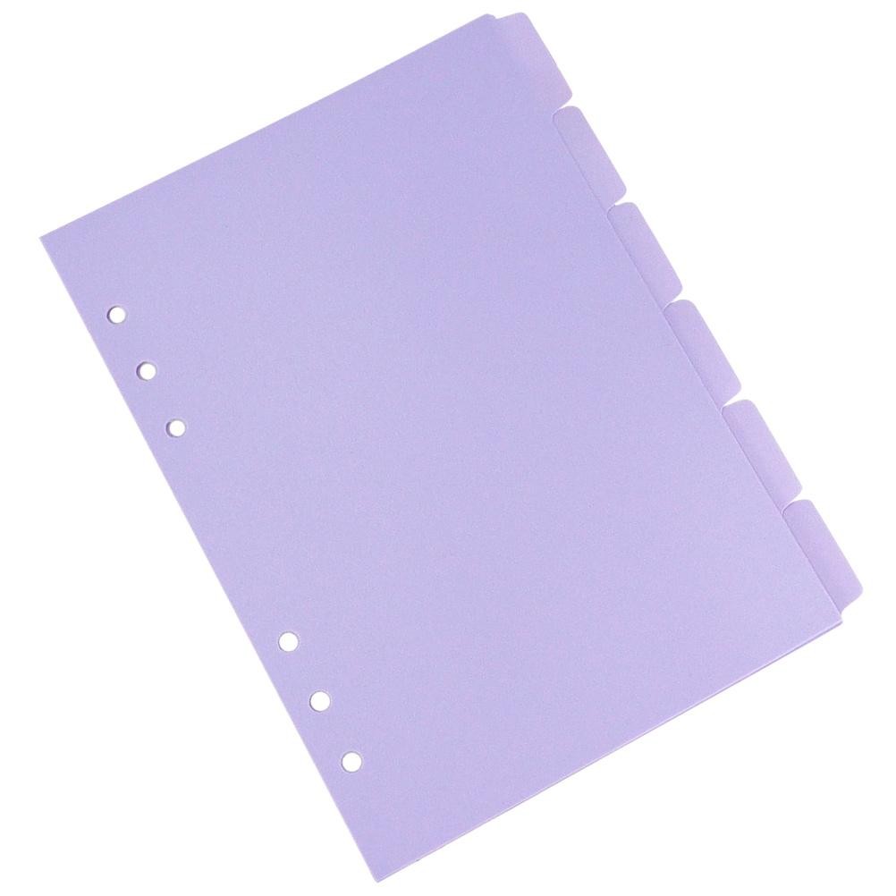 

6 Pcs A4 Light Purple Pp 8 Pages Hole Plastic Binder Punch Dividers Index Dividers Binder Tabs