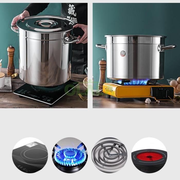 terbaru  dandang panci jumbo tebal tinggi besar stockpot stainless steel dandang jumbo 50/60cm