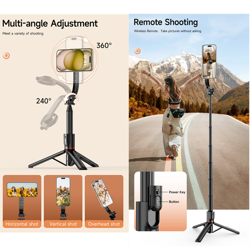 New 1045Mm Magnetic Selfie Stick Tripod W Cold Shoe Magsafe Phone Tripod For Iphone 14 13 12 Pro Max