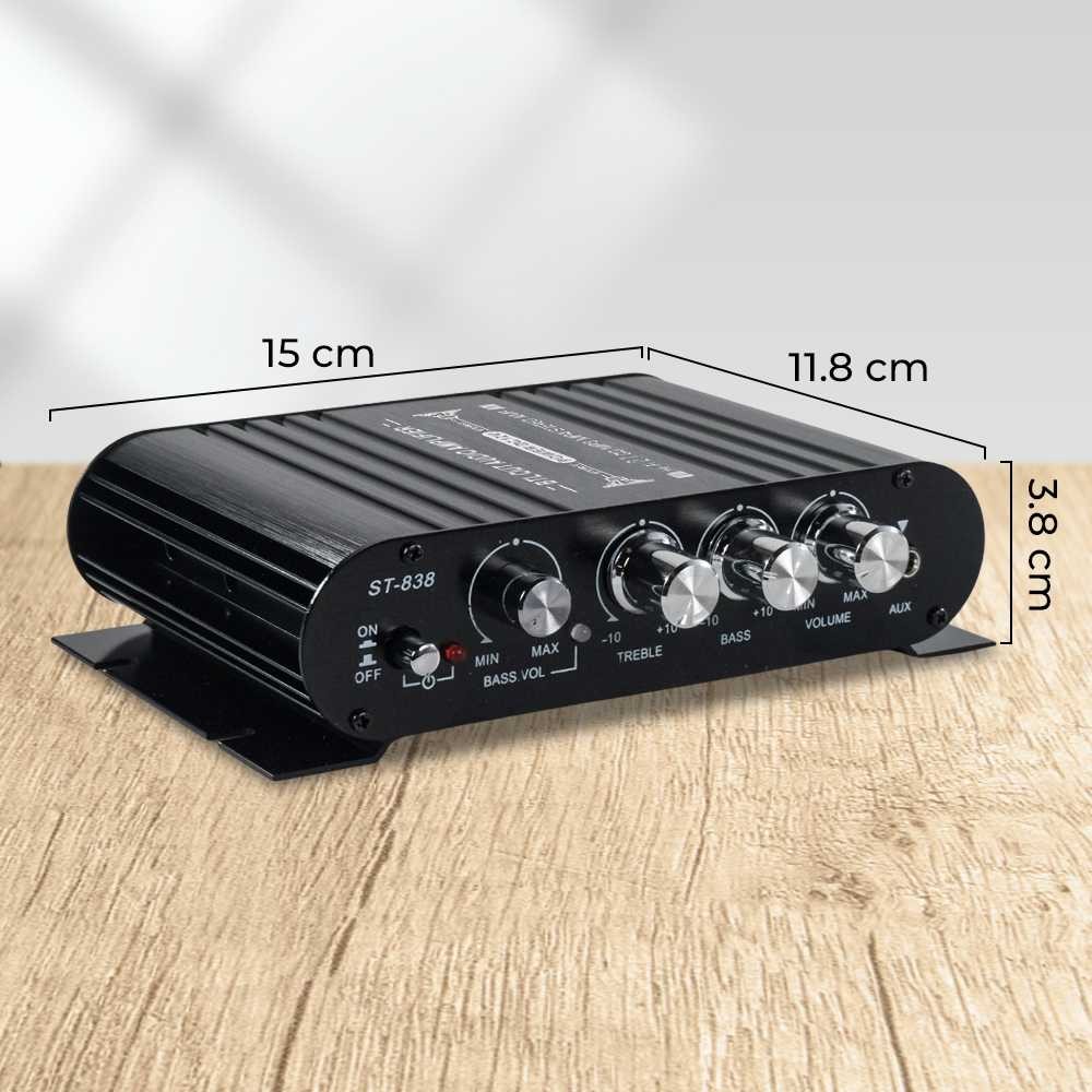 Lvpin Mini Hifi Stereo Amplifier Treble Bass Booster 12V - St-838