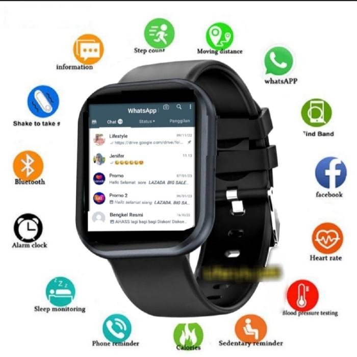 Jam tangan anak laki laki dewasa remaja smartwatch fullbalck bluetooth fundo