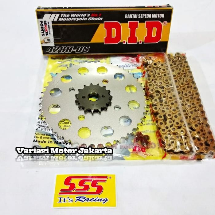 Gear Set SSS CB150R Led CBR150 LED CB150R CBR150R Lubang Baut 4 Rantai DID HDS Gold 130L 428