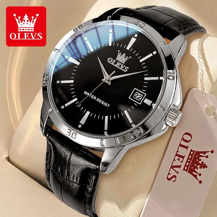 OLEVS Jam Tangan Pria Original Anti Air Tahan Murah Digital Analog Fashion Kulit Fashion Luxury