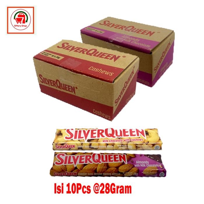 

PastikanTerjaminMutunya- Silverqueen Almonds Cashews Milk Chocolate 1 Box Isi 10Pcs 280Gram