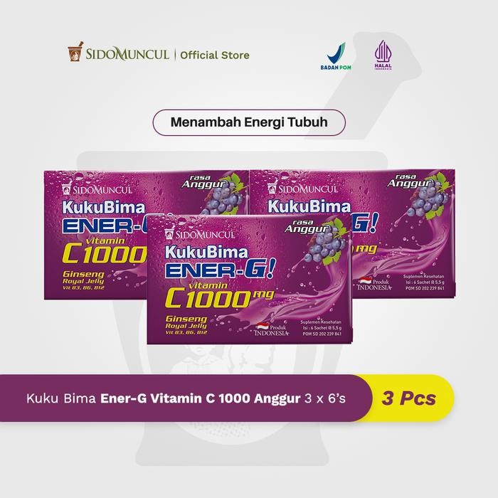 

BnyKpilihAnSkrG- Kuku Bima Ener-G Vit C1000 Anggur 3x6's - Minuman Berenergi Vitamin