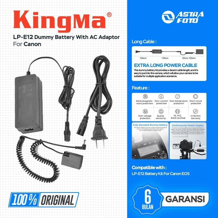 Shotix- Kingma Dummy Lp-E12 Battery Kit For Canon Eos - Baterai Dummy