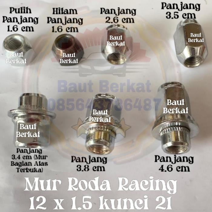 PREMIUM mur roda 12x1.5 kunci 21 mur roda racing 12x1.5 mur racing 12x1.5