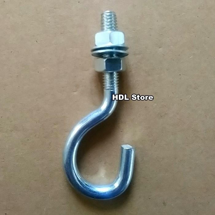PREMIUM Gantungan Hook Bolt M8 x 85mm + Mur & Ring