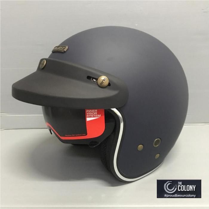NJS NX 2 SOLID NAVY DOFF HELM RETRO HELM BOGO HELM CLASSIC FREE PET